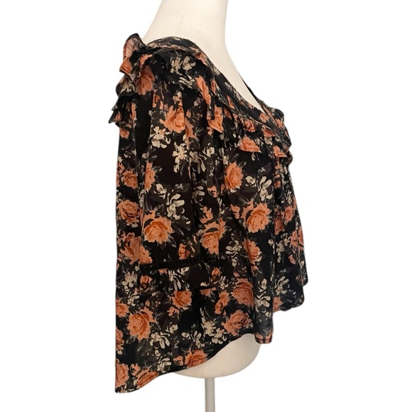 Free Peoplele Floral Ruffle Cropped Blouse - Picture 6 of 11